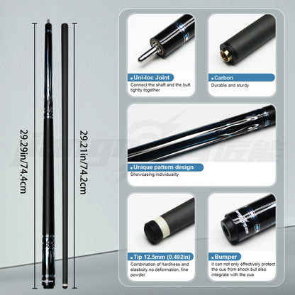 Professional-grade Carbon Fiber Uni-Loc Pool Cue 12.5 mm Multi-Layer Leather Tip Precise Force Transmission