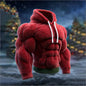 Men's Casual Sports Hoodie Fleece Lined Chest Muscle Print Long Sleeve Loose Fit Polyester Fiber Digital Print Hooded Sweatshirt