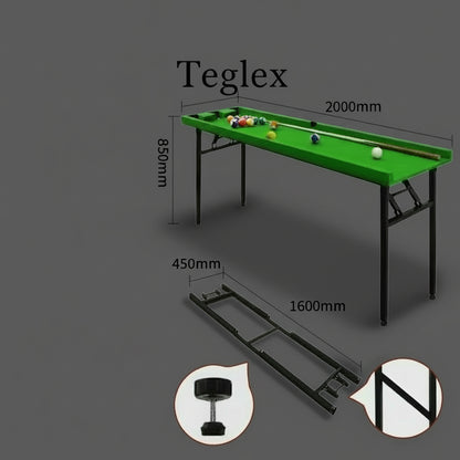 Five Points Pool Table Home Training Snooker Pocket Wooden Hole Foldable Iron Legs Playing