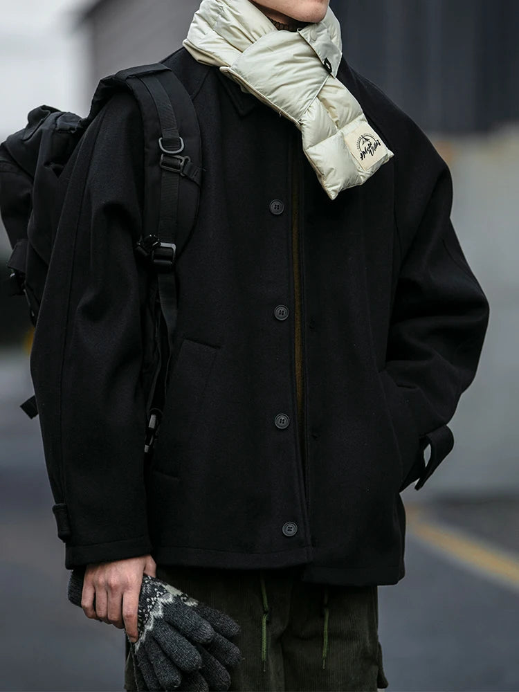 American Retro Woolen Jacket Men's Loose Winter Coat