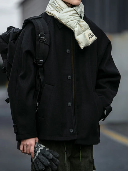 American Retro Woolen Jacket Men's Loose Winter Coat