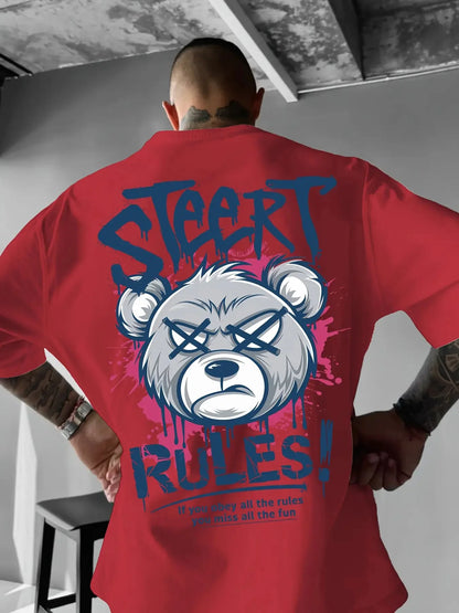 Men's Angry Bear Print T-Shirt | Breathable Street Top