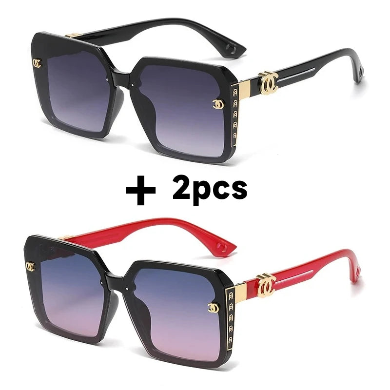 Women's Oversized UV400 Vintage Square Sunglasses