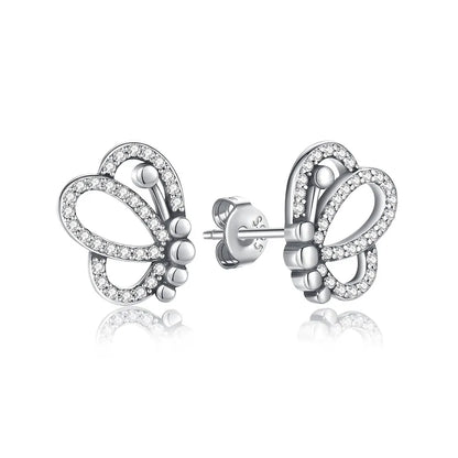 Original 925 Sterling Silber Ohrringe 2025 Stecker Creolen Kristall Ohrringe für Damen Roségold Krone Herz Unendlichkeit Biene Ohrring Schmuck