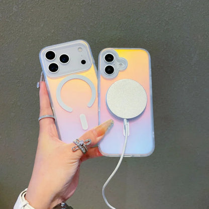 NEW For Iphone 17 Pro Max Laser Color-Changing Matte Phone Case 17Pro Magnetic Cover 17Air Gradient Colors cases Sun Set Sky
