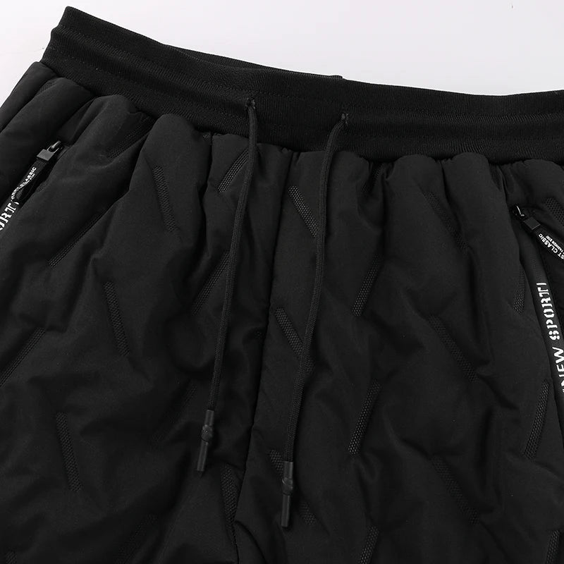 YJKVUR Winter New Oversize Pants Men Windproof Warm Fleece Liner Drawstring Trousers Casual Comfortable Plus Size Sweatpants