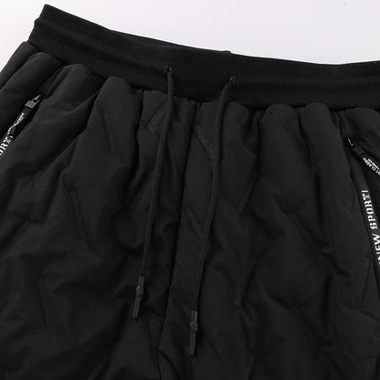 YJKVUR Winter New Oversize Pants Men Windproof Warm Fleece Liner Drawstring Trousers Casual Comfortable Plus Size Sweatpants