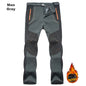 LNGXO Thick Warm Fleece Hiking Pants Men Winter Waterproof Windproof Outdoor Soft Shell Rain Trousers Trekking Camping Ski Pants