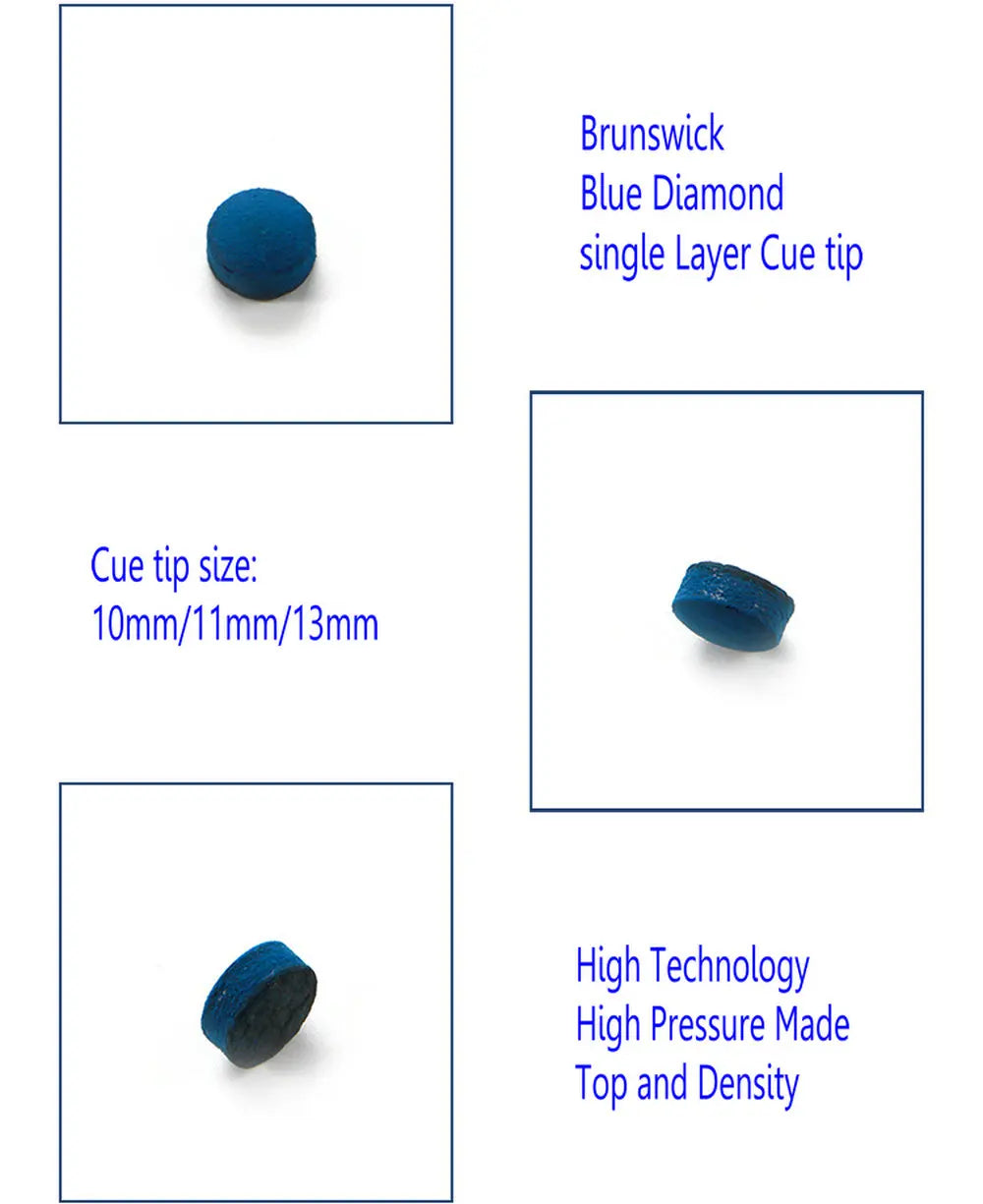 BRUNSWICK Blue Diamond Snooker Billiard Pool Cue Tip 10mm/11mm/13mm