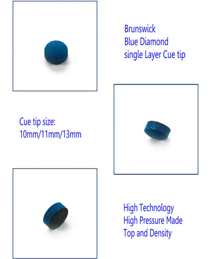 BRUNSWICK Blue Diamond Snooker Billiard Pool Cue Tip 10mm/11mm/13mm