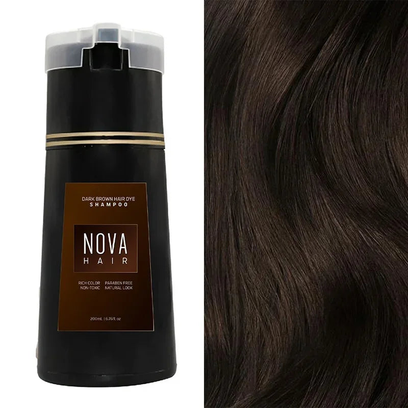 Nova Haarfärbemittel 3-in-1 Haarpflege Shampoo Natürliches Schnellweißhaar Gefärbtes Schwarzes Haarfärbemittel Dauerhafter Komfort Männer Frauen Haarpflege