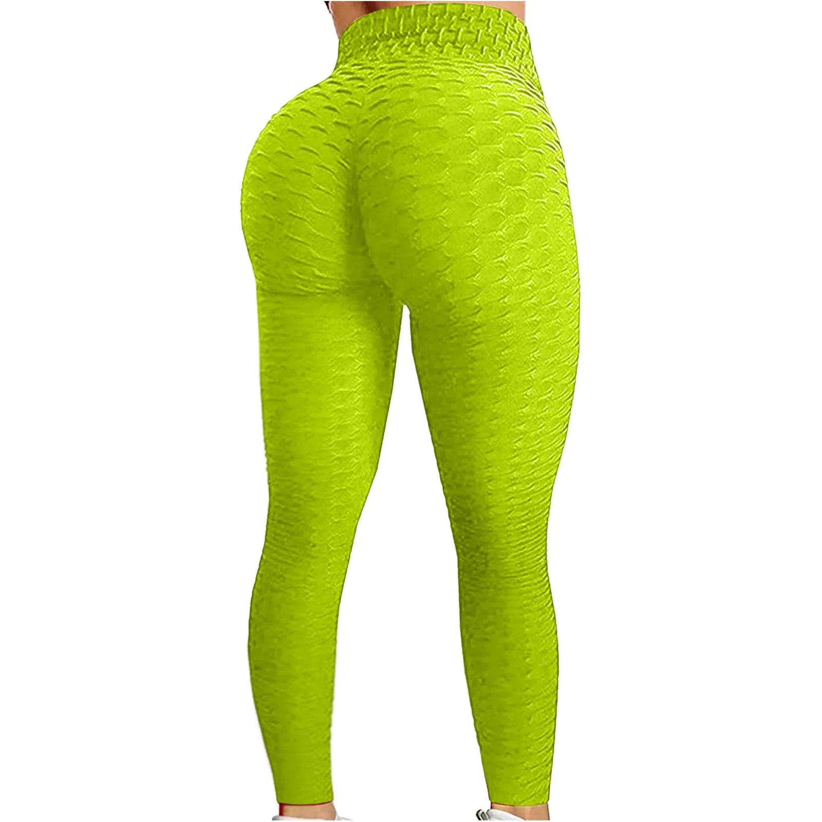 Bright green leggings on a white background