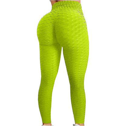 Bright green leggings on a white background