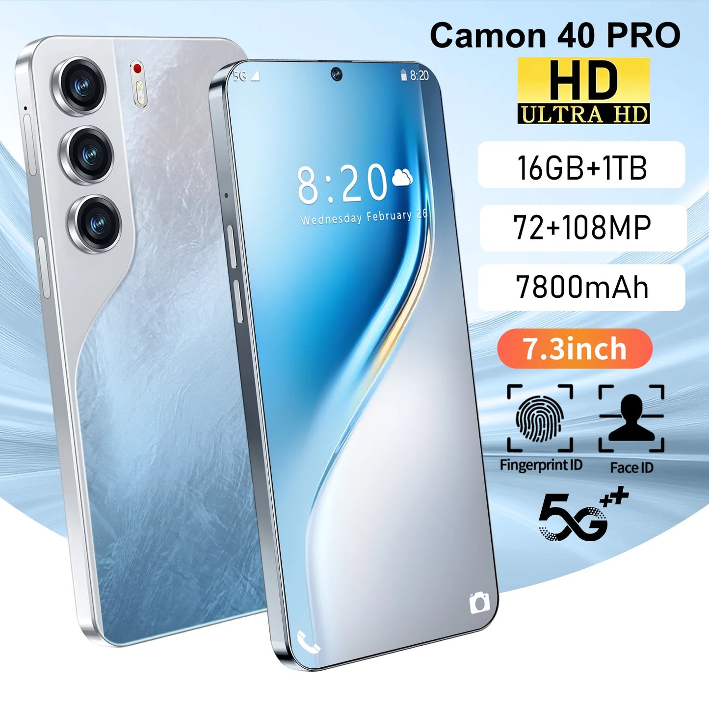 2025 New Camon 40 Pro 5G 22GB 2TB Original Smart 7.3-inch Dual SIM Android 15 Global Version 72+108MP Camera 7800mAh Battery HOT