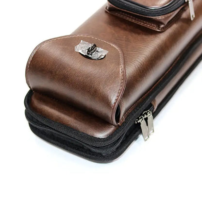 Premium Quality 3B5S PU Leather Brown Classic Design 1/2-PC 8 Hole Billiards Cue Stick Box/Bag for Pool Sports