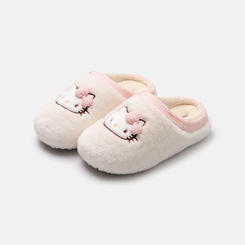 Autumn Winter Hello Kitty Slippers For Women Plush Cute Sanrio Home Warm Cotton Slippers Cartoon Home Indoor Shoes Gifts