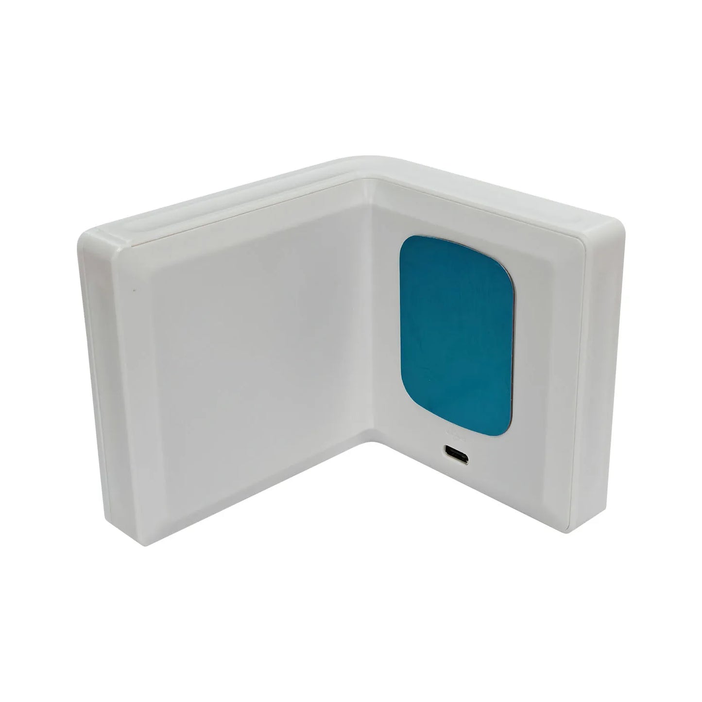 White wallet with a blue card holder on a white background