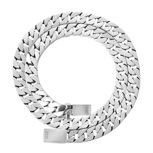 S925 Sterling Silver 15MM Extra-Wide Necklace Cuban Curb Chain Figaro Fine Jewelry