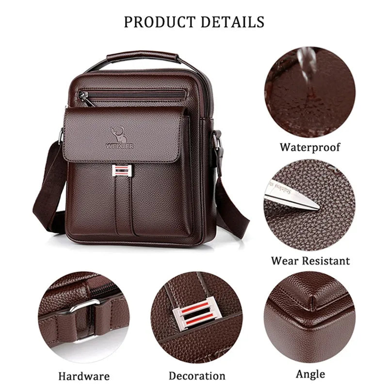 Herren Umhängetaschen wasserdicht Vintage Herrenhandtaschen Große Kapazität PU Leder Tasche Herren Kuriertaschen Tragetasche