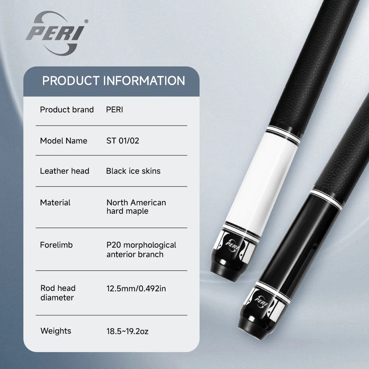 PERI 58" Knight ST Serie P20 Schaft Billard Queue Stock 12.5mm Professionelles Billard Queue Set