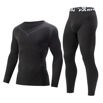 2er-Set Herbst/Winter Herren Sport- und Freizeit Thermo-Unterwäsche-Set Bequem, stark dehnbar, Sportler-Rundhalsoberteil, vielseitige Hose