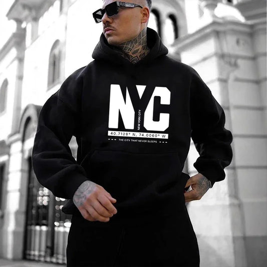 New Autumn And Winter Men's Casual Fashionable Comfortable Letter Printed Long Sleeved Hooded Versatile Sportswear Pullover