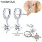 925 Sterling Silver Ear Needle Fashion Hoop Earrings White Crystal Luxury Women's Silver Earrings Wedding Women's Jewelry Gift