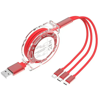 3-in-1 Retractable Data USB Cable Fast Charging For iPhone Type-C Micro USB For Android Xiaomi Huawei Samsung USB Charger Wire