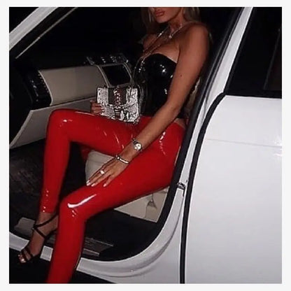 2023 Lacquer Leather Tight Pants High Waist Long Pants Thin PU Leather Ladies Casual Pants Fashionable And Comfortable