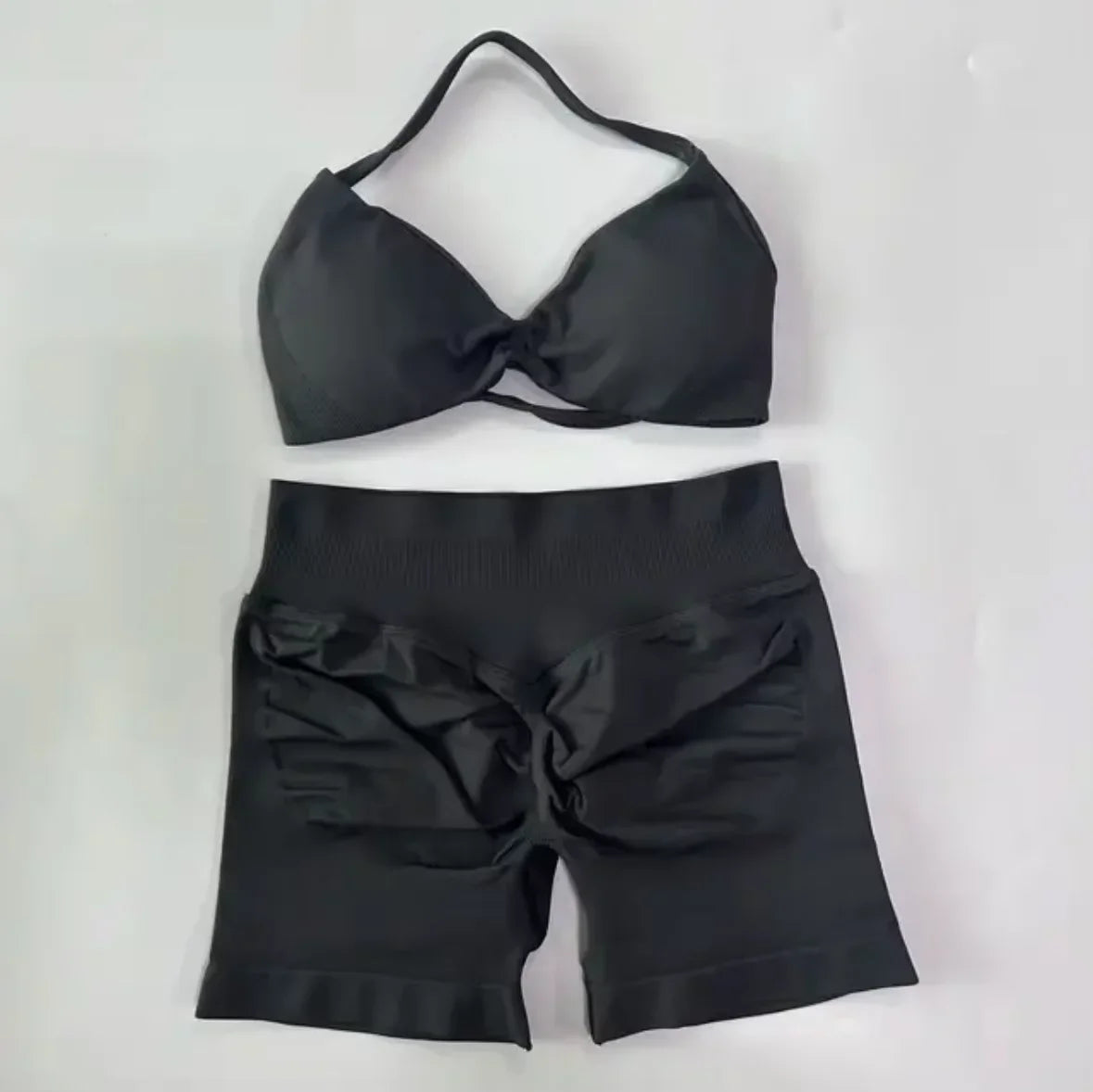2Pcs Impacts Gym Set Tank Tops High Waist Scrunch Seamless Shorts Gym Suit Fitness Clothes Activewear Workout