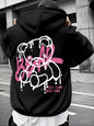 Fashionable men's autumn personalized teddy bear print soft and comfortable hooded sweatshirt outdoor street style clothing