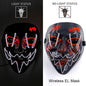 Drahtlose Neon-LED-Reinigungsmaske, im Dunkeln leuchtende Cosplay-Horrormaske, Halloween-Maskerade-Partymasken, leuchtende, lustige Verkleidung