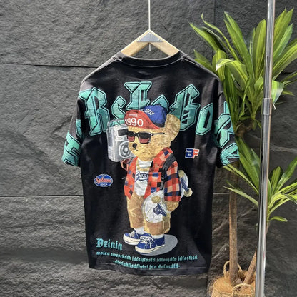 Herren T-Shirts Rock Tops Aquarell Herren T-Shirt Baumwolle Hip Hop 100% Baumwolle Polyester Trend Freizeit XL Koreanische Kleidung Cool