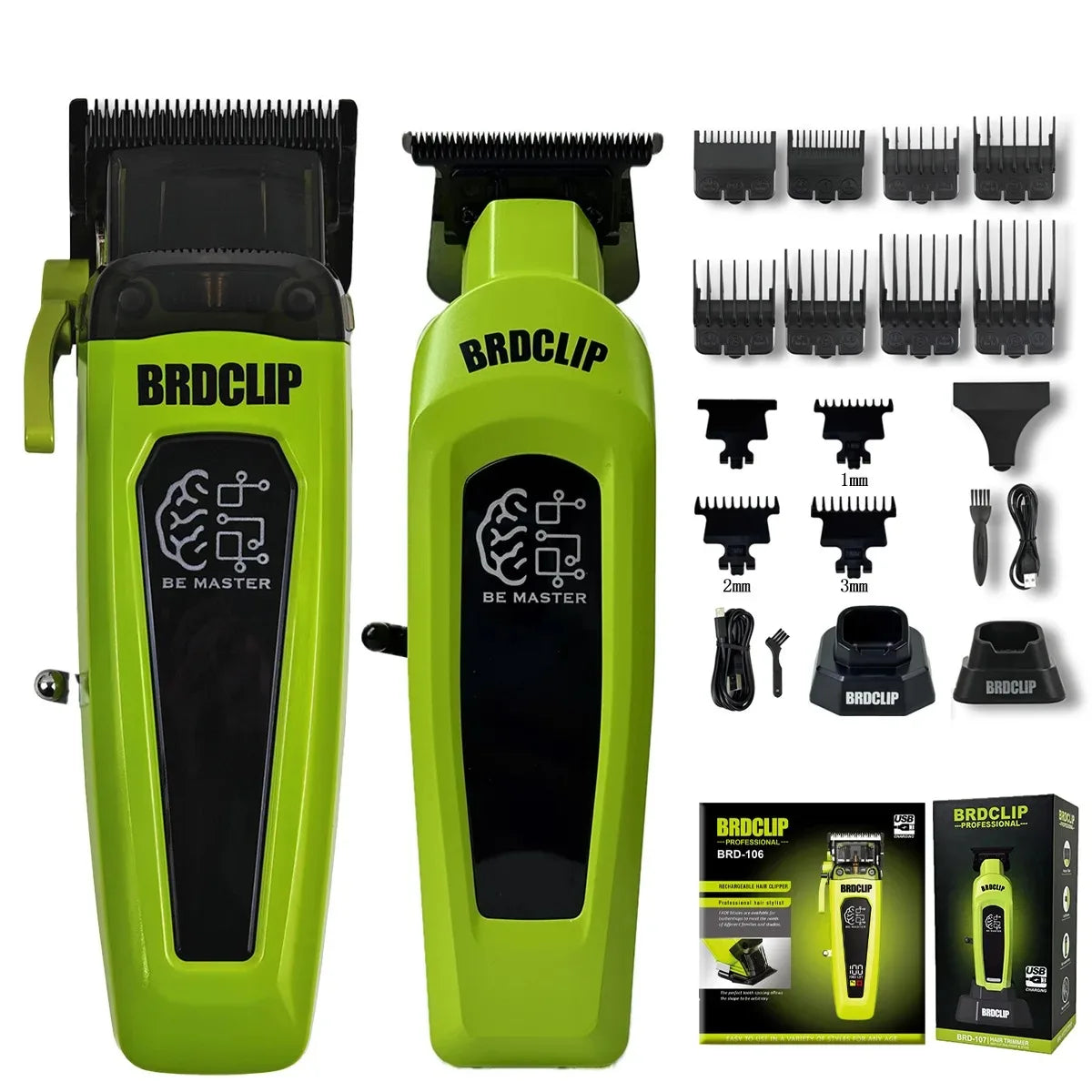 Professioneller elektrischer Haarschneider BRD 106 mit Ladestation 7500 U/min Haartrimmer für Herren DK-078 DLC Klinge 7200 U/min Friseurset 2-teilig
