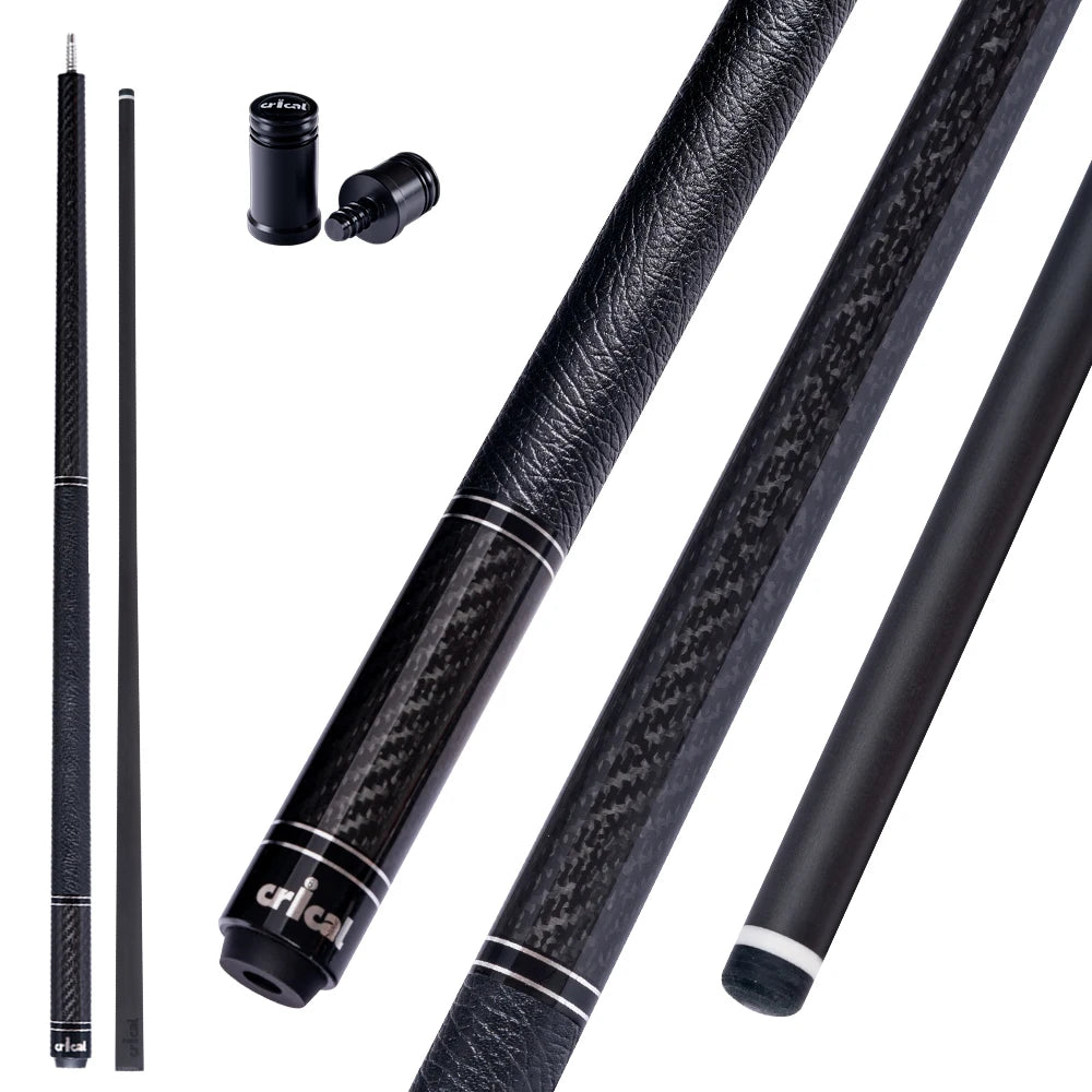 CRICAL VP Series Carbon Fiber Pool Cue Stick – 58" 2-Piece Billiard, 3/8x8 Stainless Steel Joint, Leather Grip for Professional