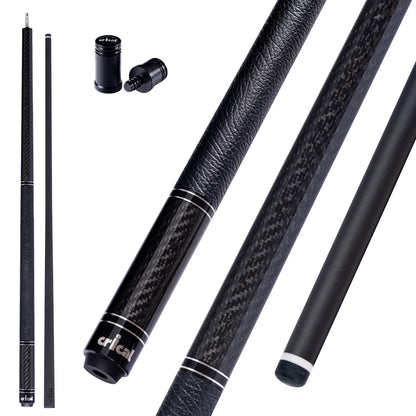 CRICAL VP Series Carbon Fiber Pool Cue Stick – 58" 2-Piece Billiard, 3/8x8 Stainless Steel Joint, Leather Grip for Professional