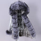 MAOMAOKONG 2023 Abnehmbarer Echtfuchs Pelzkragen Mäntel Damen Winterjacke Kapuze Kaninchenfellfutter Lange Parkas Damenbekleidung