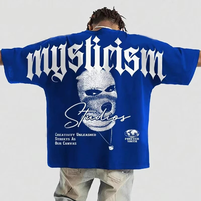 Men's Y2K Retro Style Round Neck T-Shirt Streetwear
