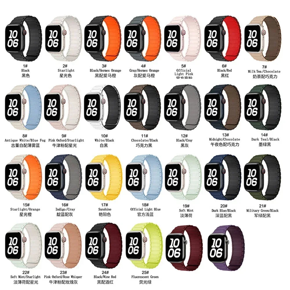 Silicone Strap for Apple Watch 46mm 42mm 49mm 45mm 41mm 44mm 40mm Magnetic Band for IWatch Ultra 3/2 Series 11 10 9 8 7 6 SE 5