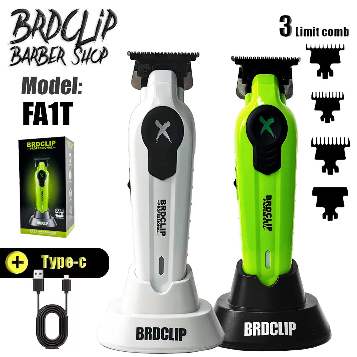 BRDCLIP FA1T Green Hair Trimmer | Barber Clipper