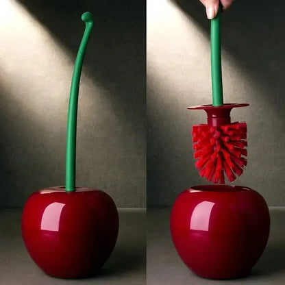 Cherry Shape Toilet Brush & Holder Set - Red