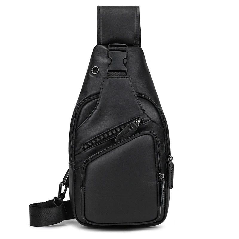 Men's Outdoor Leather Shoulder Sling Bag – Chest Pack & Crossbody