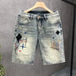 Men's Luxury Embroidered Ripped Denim Shorts – Summer