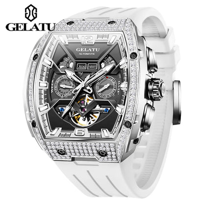GELATU Skeleton Automatic Watch – Silicone Dual Calendar