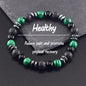 Classic Black Natural Labradorite Volcanic Stone Beads Bracelet Women Men Spiritual Protection and Energetic Banlance Jewelry