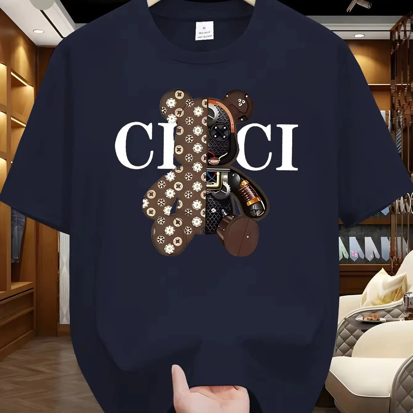 2025 Sommer Hot Fashion Einfacher Druck Baumwoll-Kurzarm-T-Shirt Bequeme Atmungsaktive Kleidung