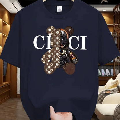 2025 Sommer Hot Fashion Einfacher Druck Baumwoll-Kurzarm-T-Shirt Bequeme Atmungsaktive Kleidung