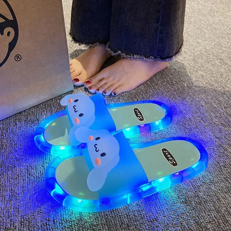 LED Light Sandals Women Hello Kitty Luminous Slides