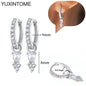925 Sterling Silver Ear Needle Fashion Hoop Earrings White Crystal Luxury Women's Silver Earrings Wedding Women's Jewelry Gift