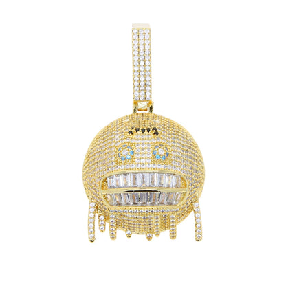 Gold pendant with gemstones on a white background